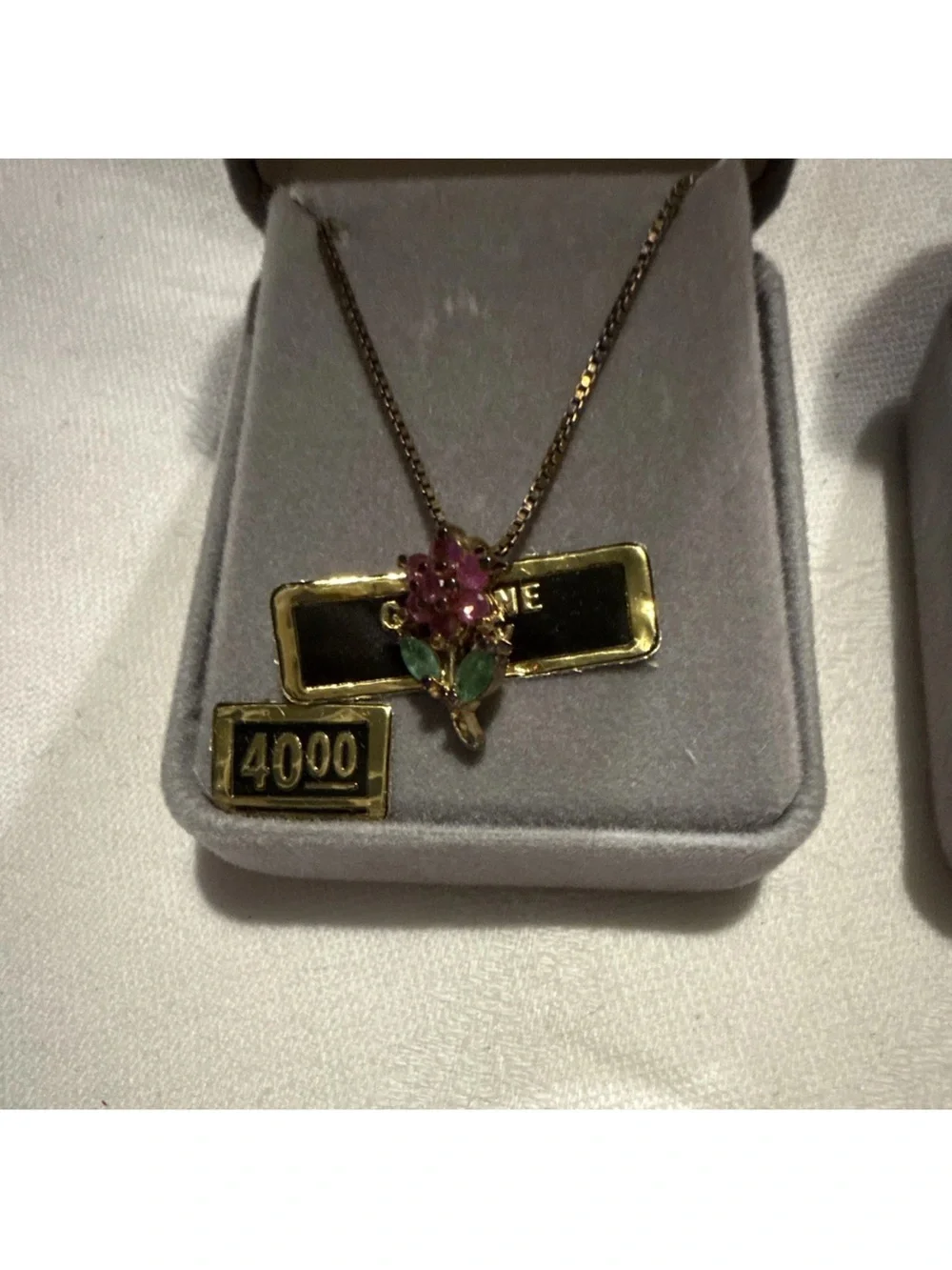 18K Gold Over Sterling Silver Ruby Jewelry Set Necklace & Earrings Red